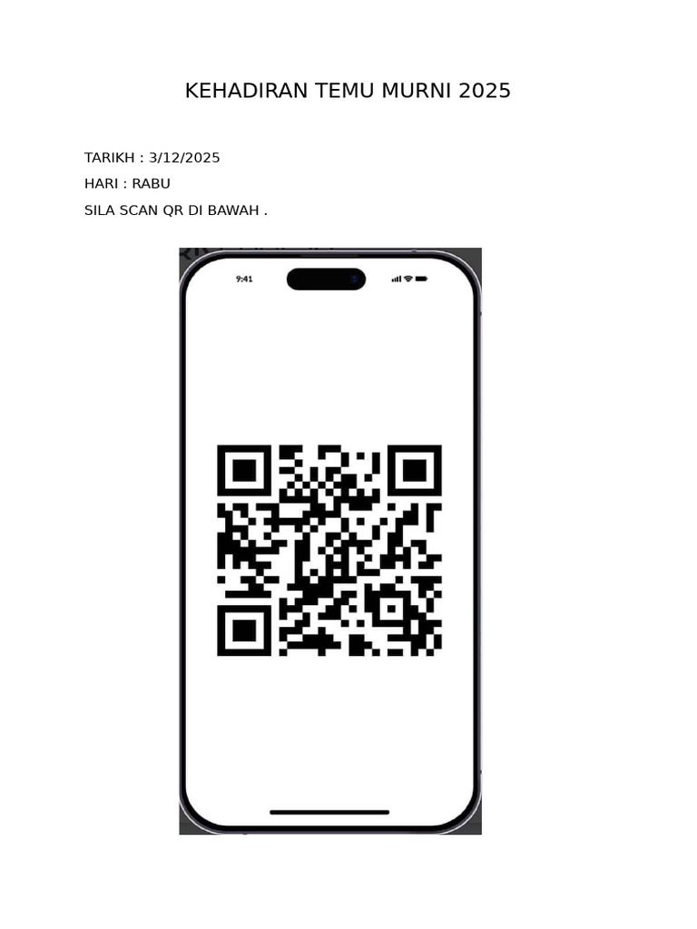 QR Kehadiran Temu Murni 2025 | PDF