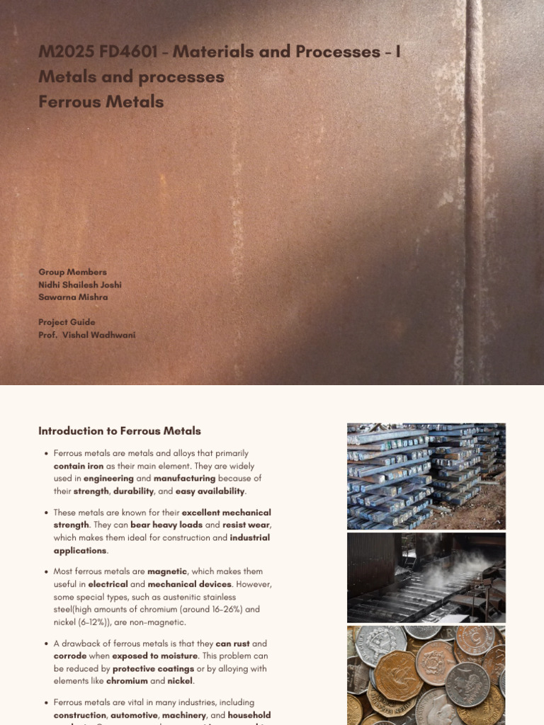 Overview of Ferrous Metals and Uses | PDF | Steel | Metals