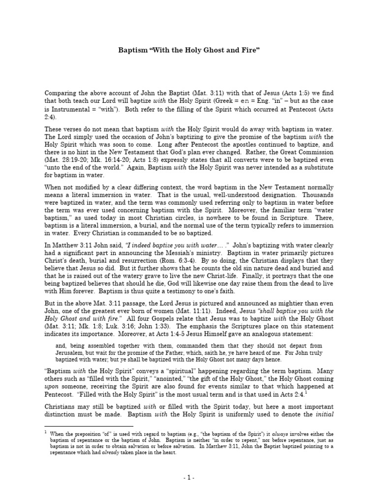 Holy Spirit Baptism Explained | PDF | Baptism | Jesus