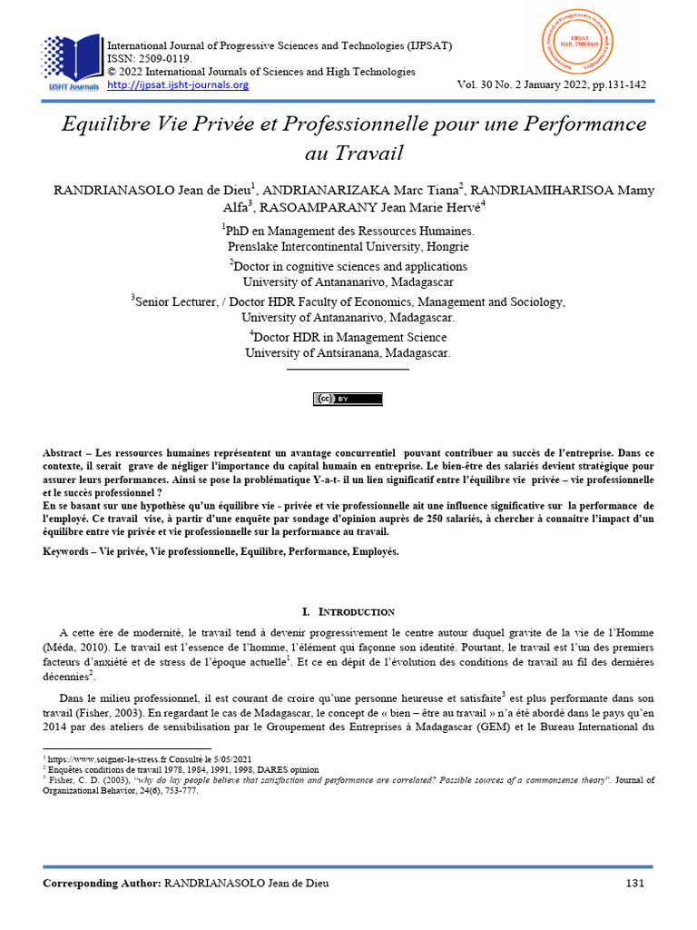 Équilibre Vie Privée et Performance au Travail | PDF | Performance ...