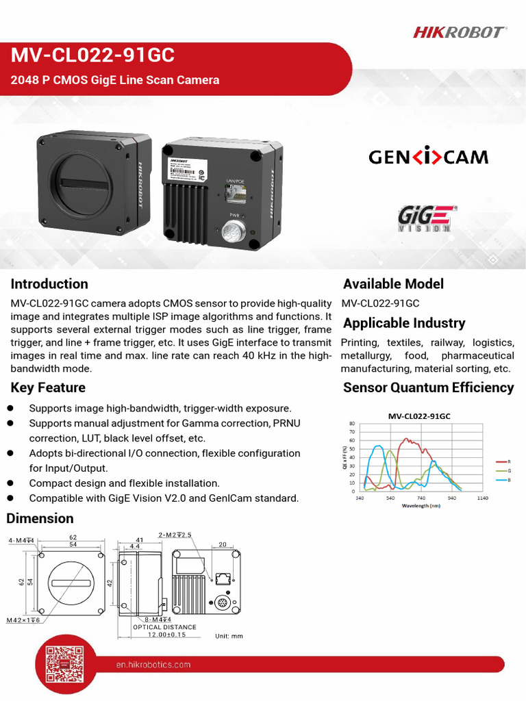 2048P CMOS GigE Line Scan Camera | PDF | Camera | Imaging