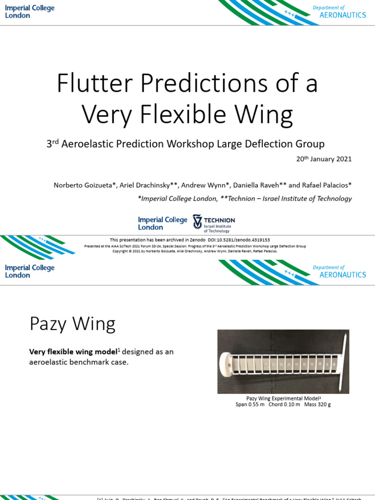 2021 - Pazy Flutter Predictions of A Very Flexible Wing | PDF ...