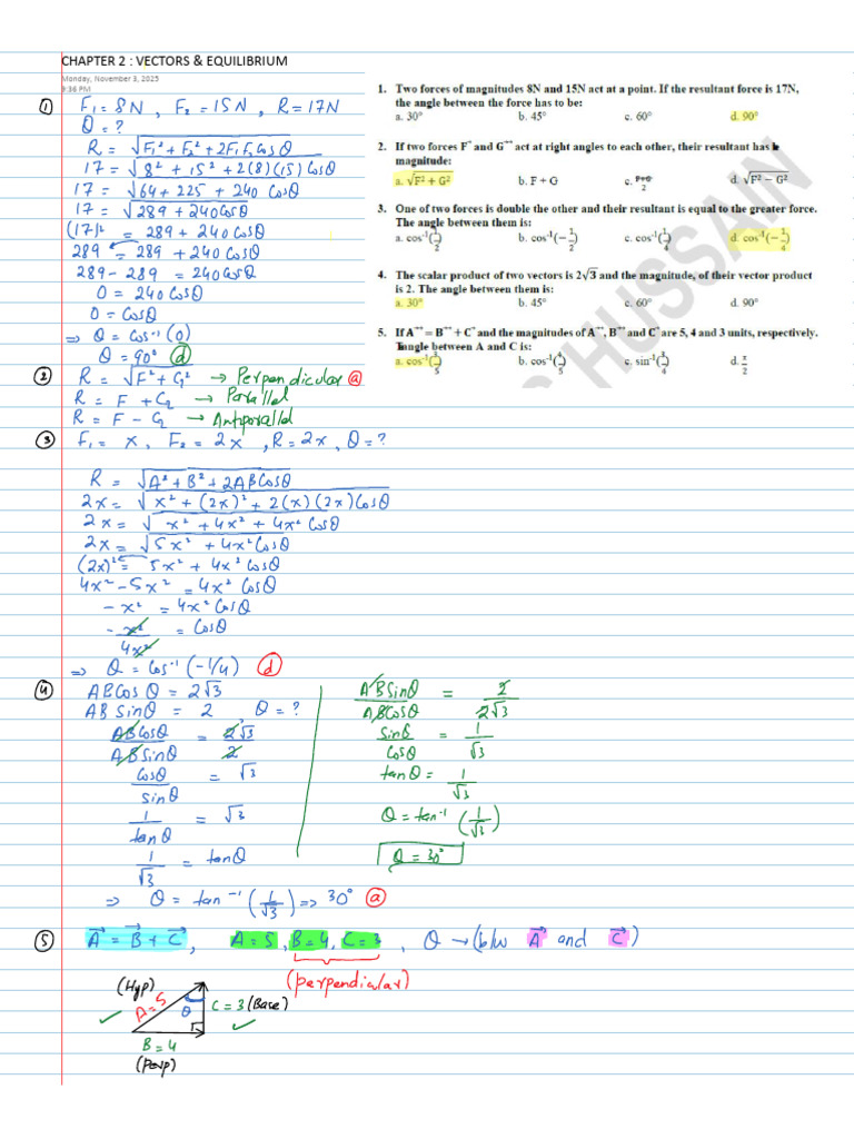 Chapter 2 Vectors & Equilibrium (1-80) | PDF