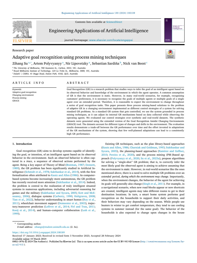 Adaptive Goal Recognition via Process Mining | PDF | Artificial ...