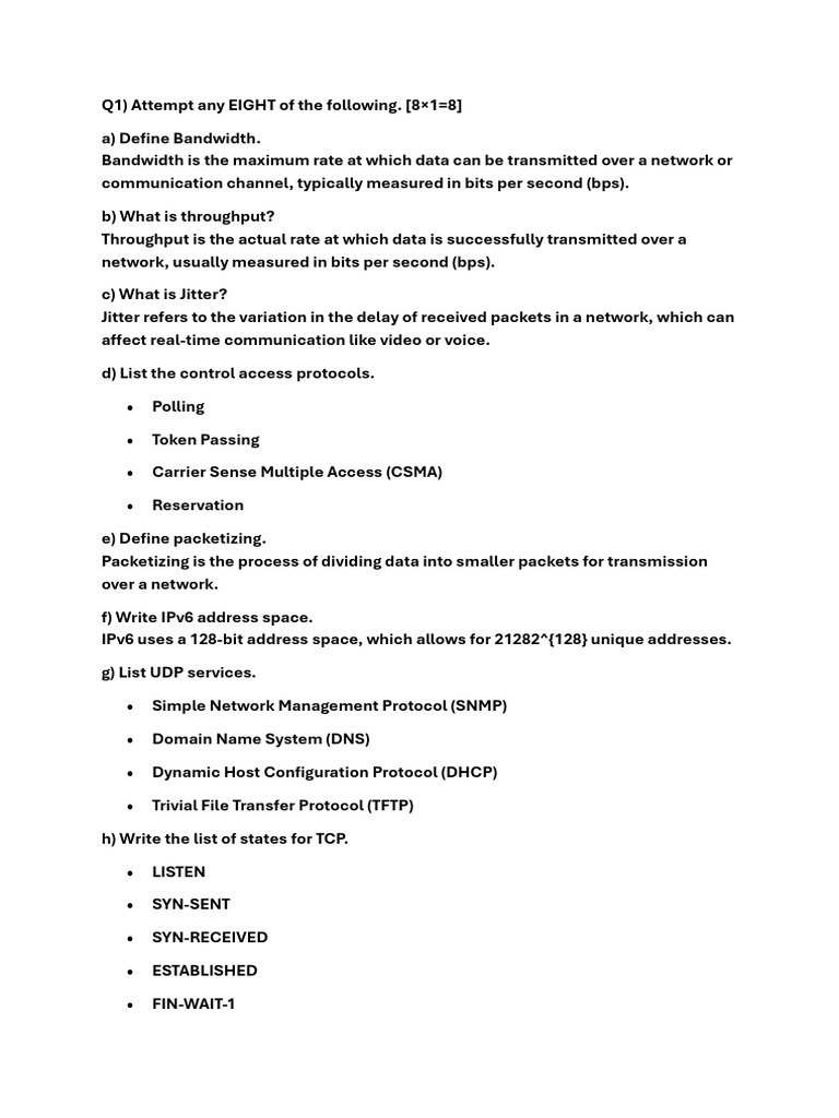 Computer Network 1 (IMP) | PDF | Computer Network | Transmission ...