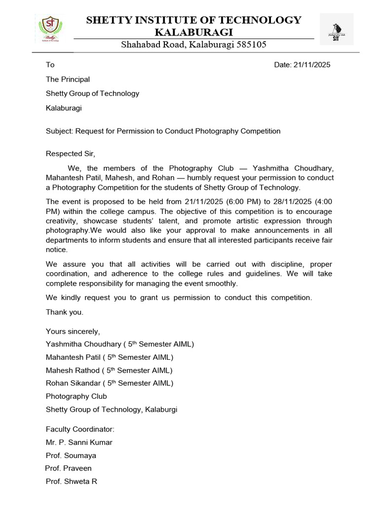 Photography Competition Request at Shetty Tech | PDF
