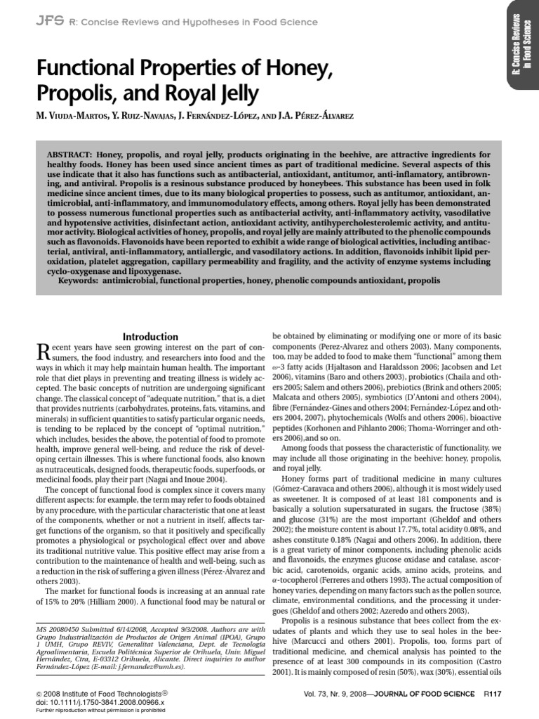 Properties of Honey PDF Antioxidant Nutrition