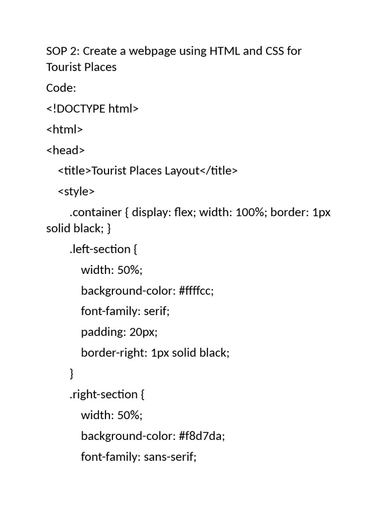HTML/CSS Webpage for Tourist Places | PDF