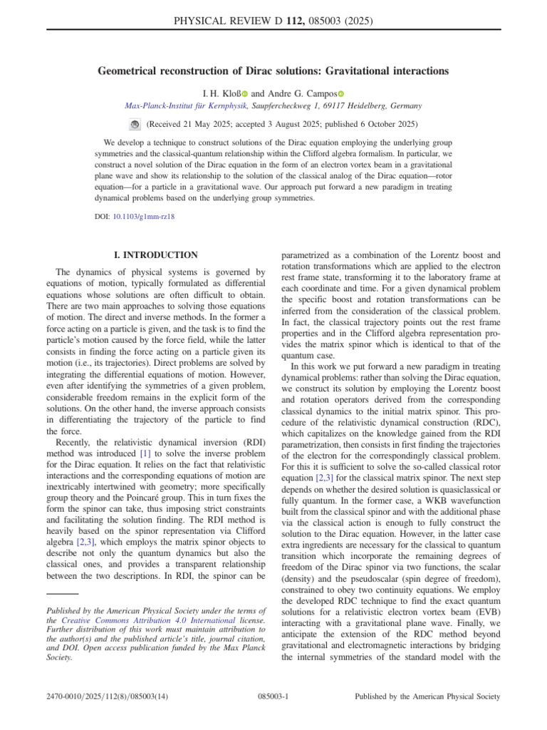 Dirac Solutions: Gravitational Interactions | PDF | Spin (Physics ...
