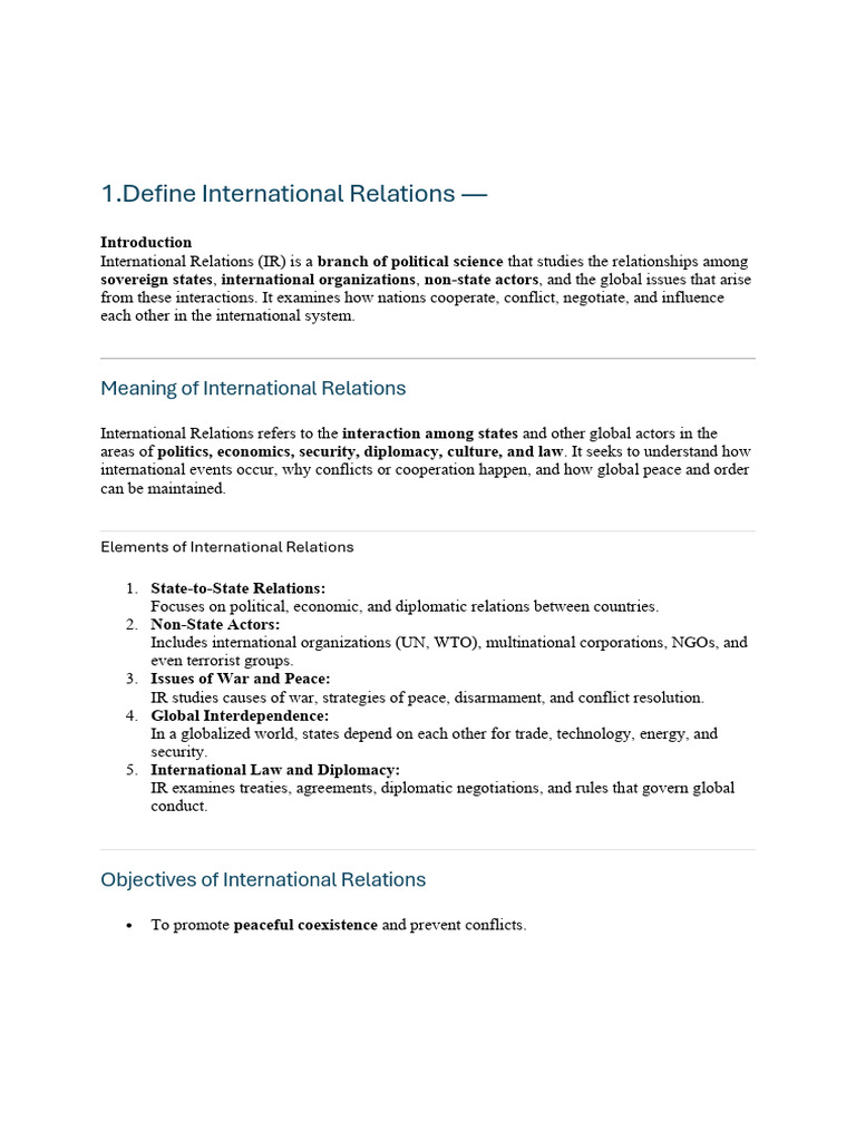 International Relation S | PDF | International Relations ...