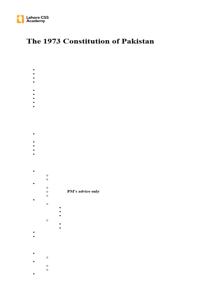Overview of Pakistan's 1973 Constitution | PDF | Parliament Of Pakistan ...