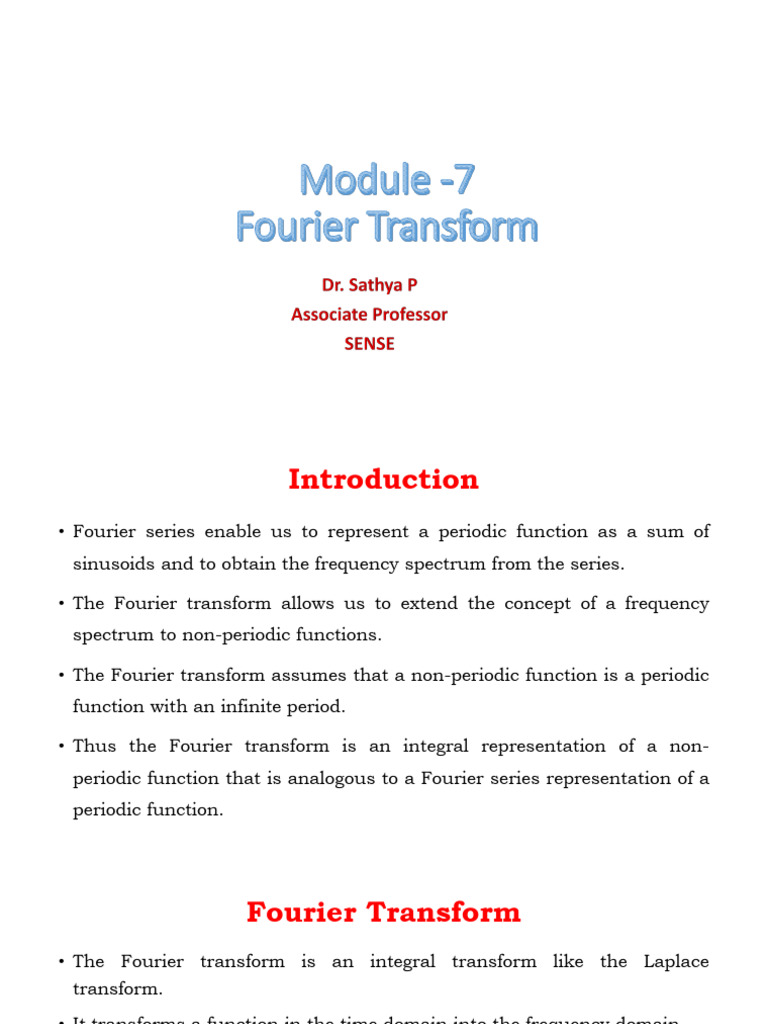 29-Introduction To Fourier Transform, Properties, Fourier Transfor | PDF