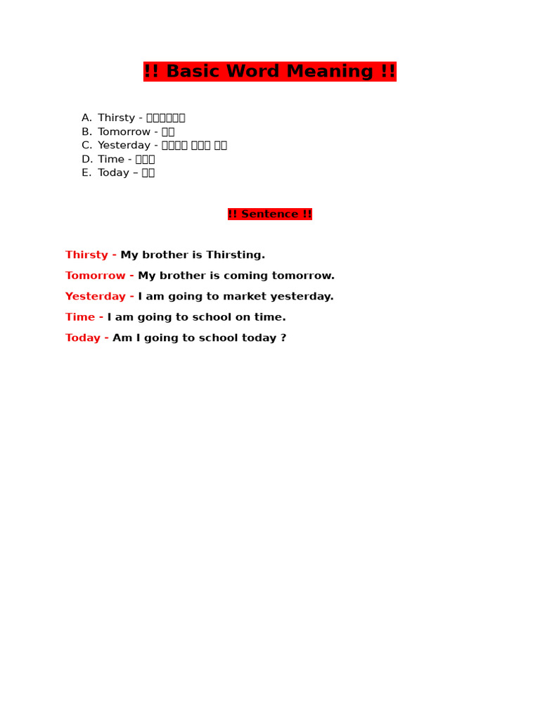 Basic Word Meaning | PDF
