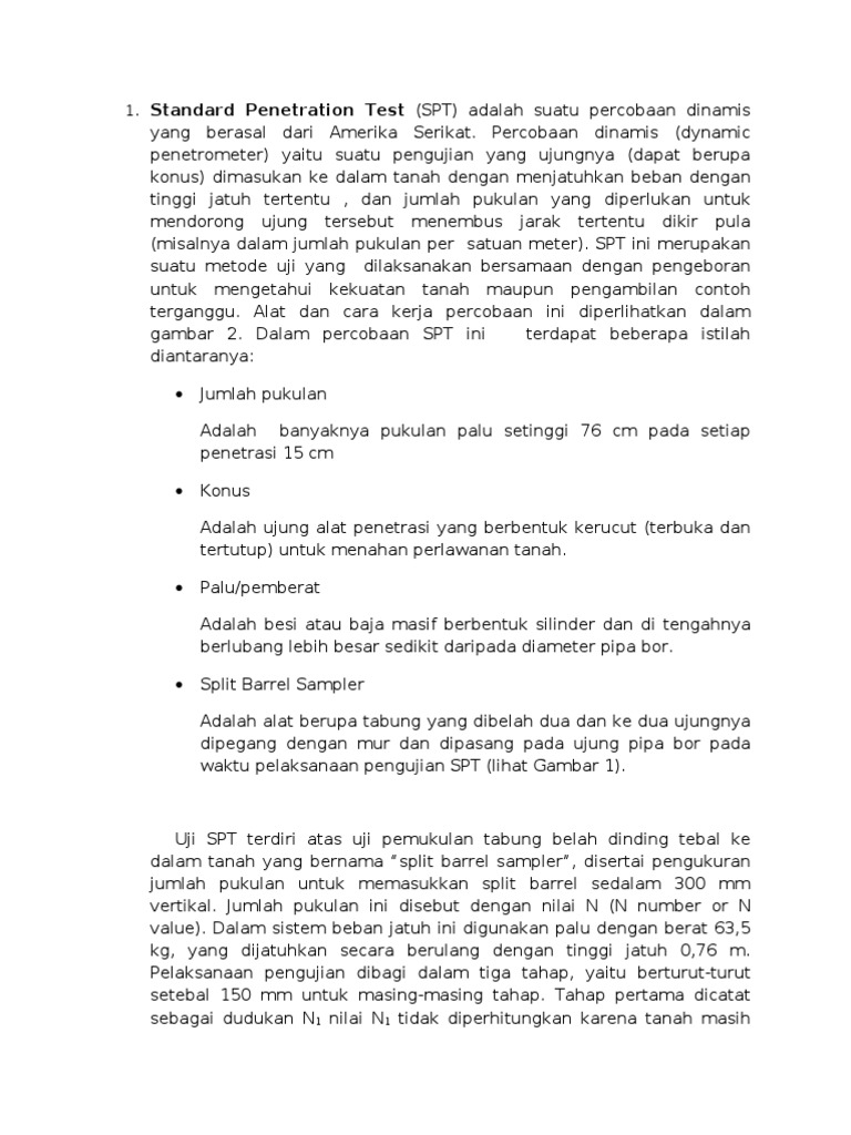 Standard penetration test procedure in Denpasar