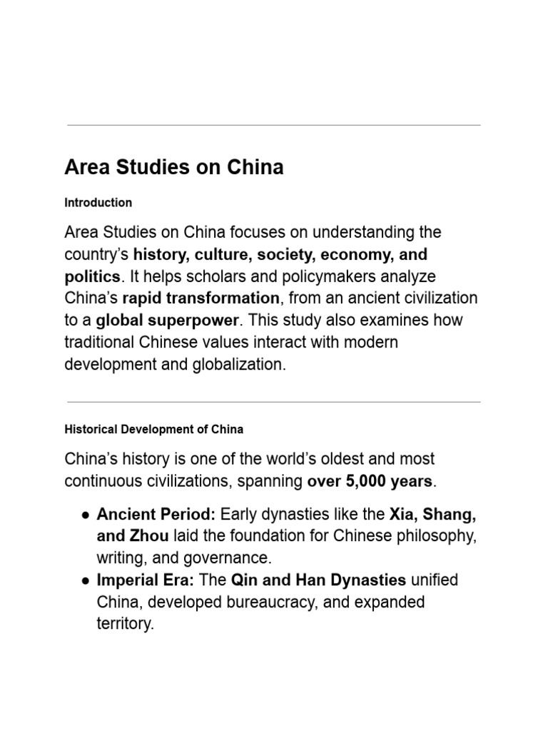 Area Studies: Understanding China Today | PDF | China | World Politics