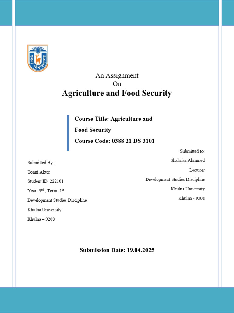 Agriculture and Food Security | PDF | Food Security | Supply Chain