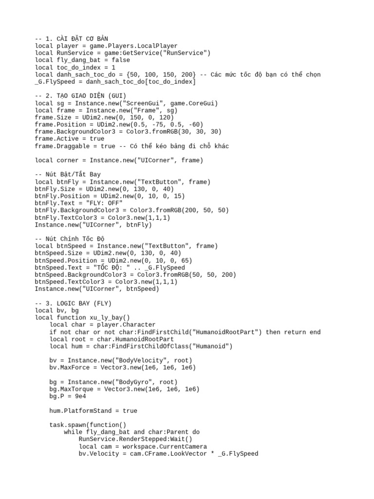 Roblox Fly Script with GUI Setup | PDF