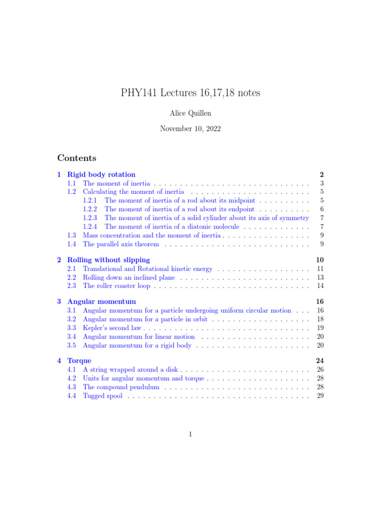 Rigid Body Dynamics Lecture Notes | PDF | Rotation Around A Fixed Axis ...