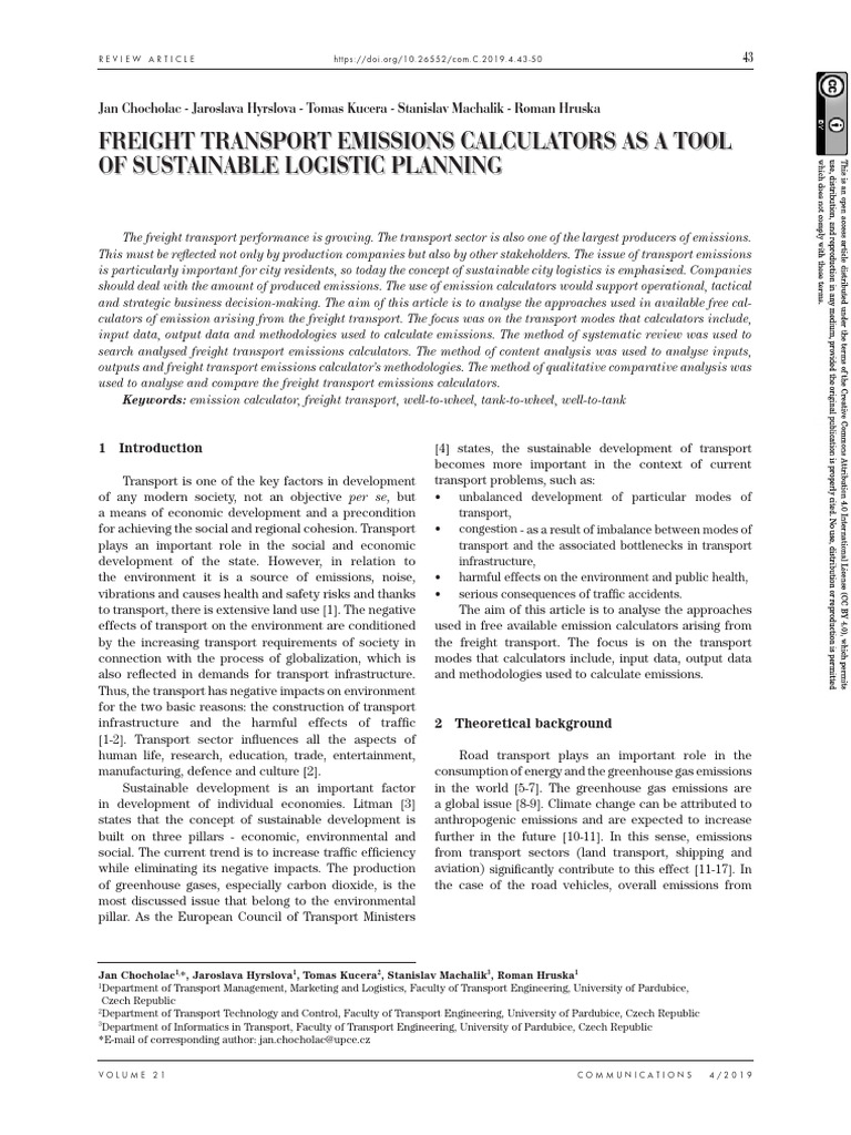 Freight Transport Emissions Analysis Tools | PDF | Transport | Life ...