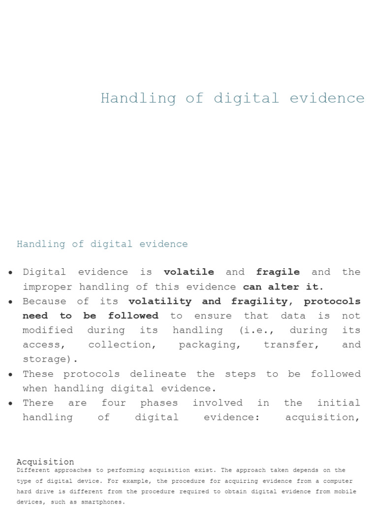 Digital Evidence Handling Protocols | PDF | Crime Scene | Digital Forensics