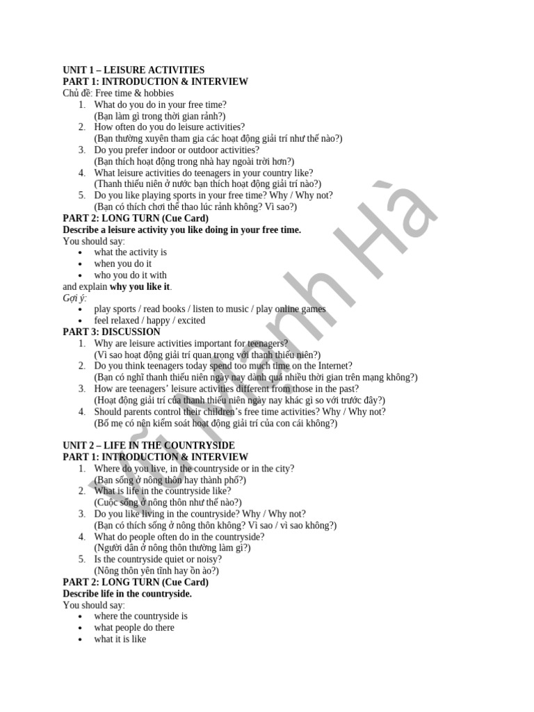 Grade 8 - Speaking Tests - First Semester | PDF