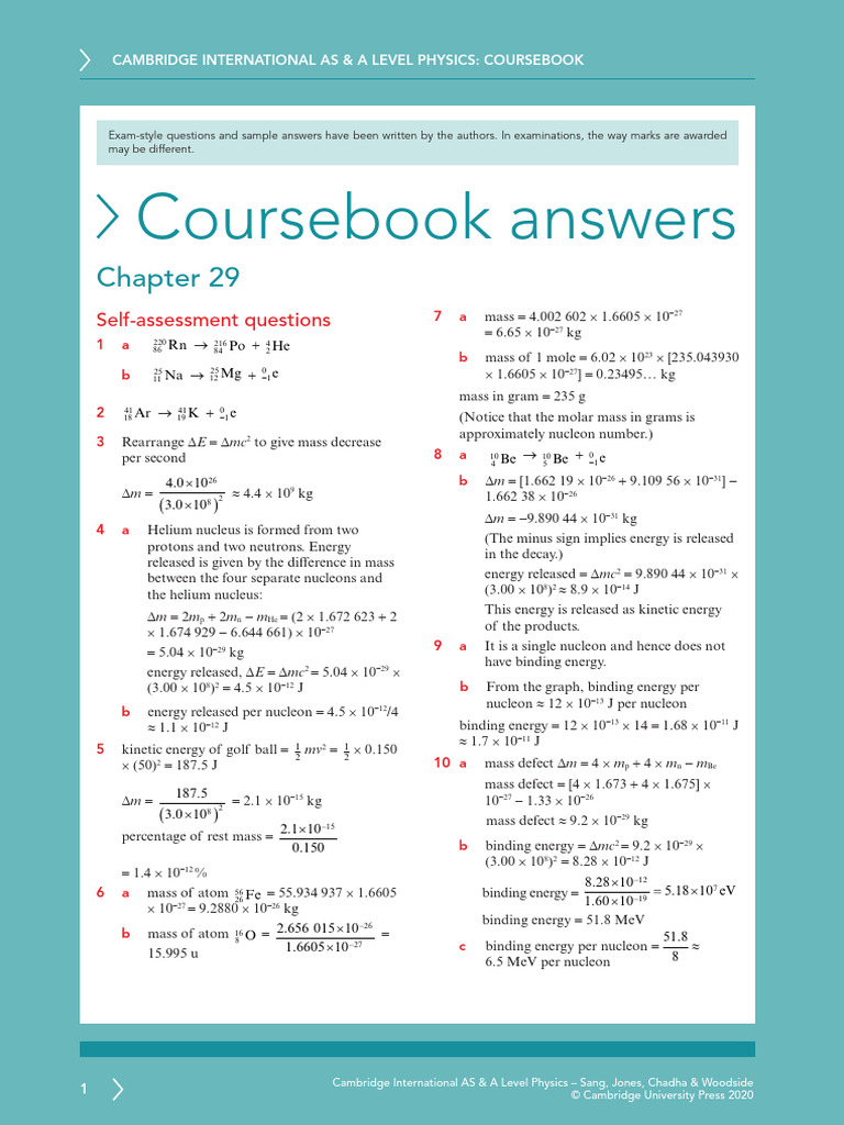 AS & A Level Physics Coursebook Answers | PDF | Binding Energy ...