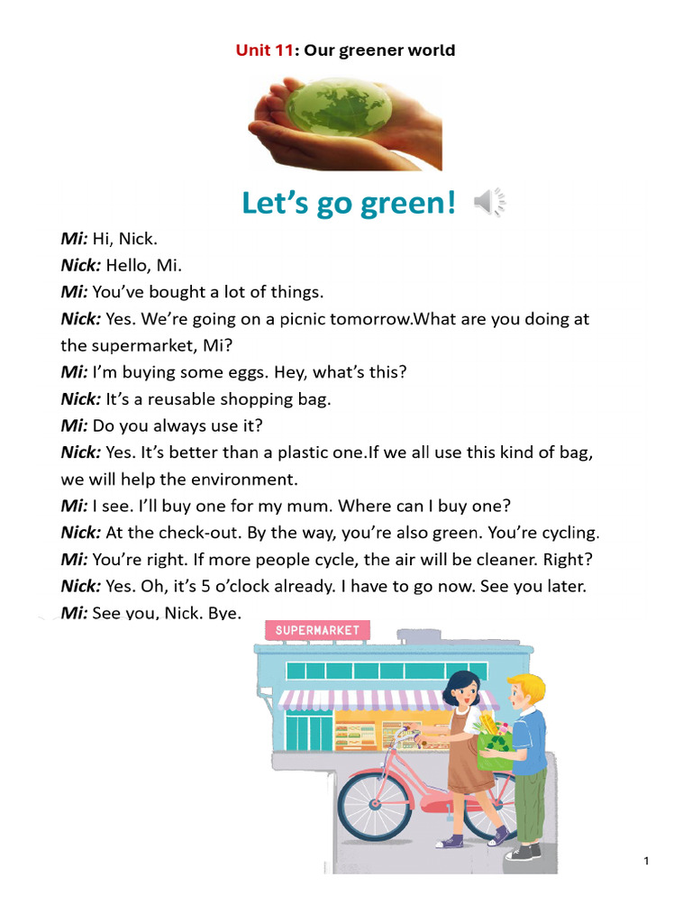 TÀI LIỆU HỌC ONLINE G6 OUR GREEN WORLD CÂU ĐIỀU KIỆN LOẠI 1 | PDF