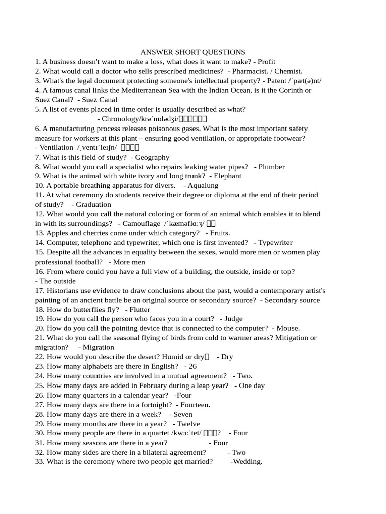Short Answer Questions Guide | PDF | Planets