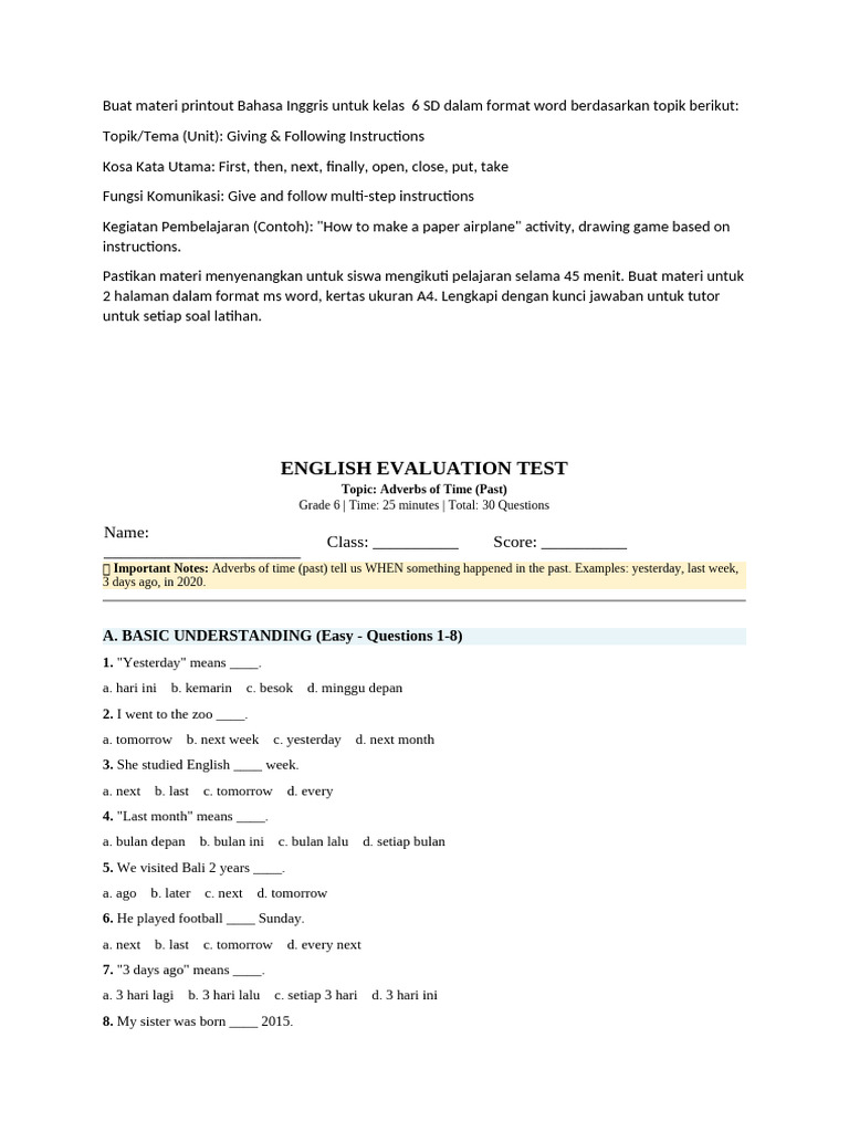 English Lesson Plan for Grade 6 | PDF | Syntax | Linguistics
