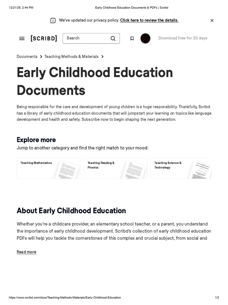 Early Childhood Education Resources | PDF | Scribd | Early Childhood ...