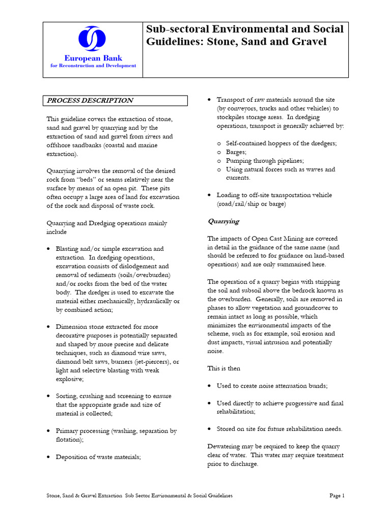 Environmental Guidelines for Gravel Mining | PDF | Dredging | Mining