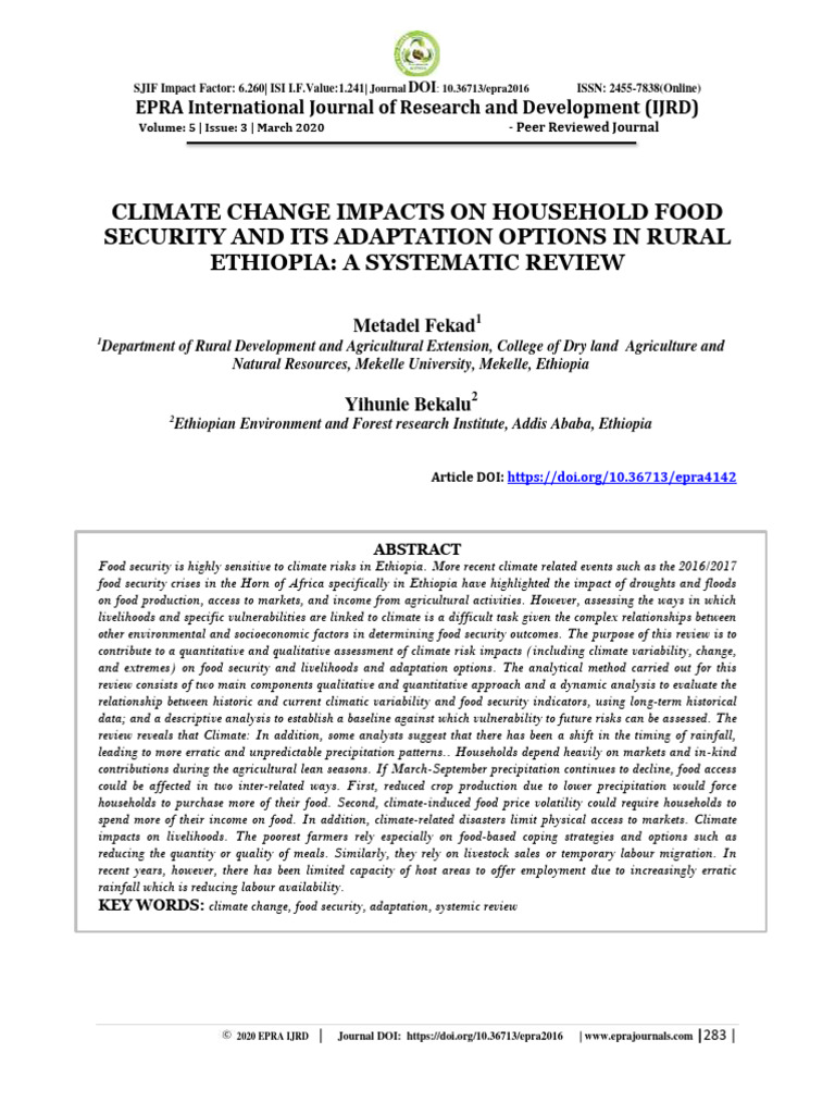 Climate Change Impacts On Household Food | PDF | Food Security ...