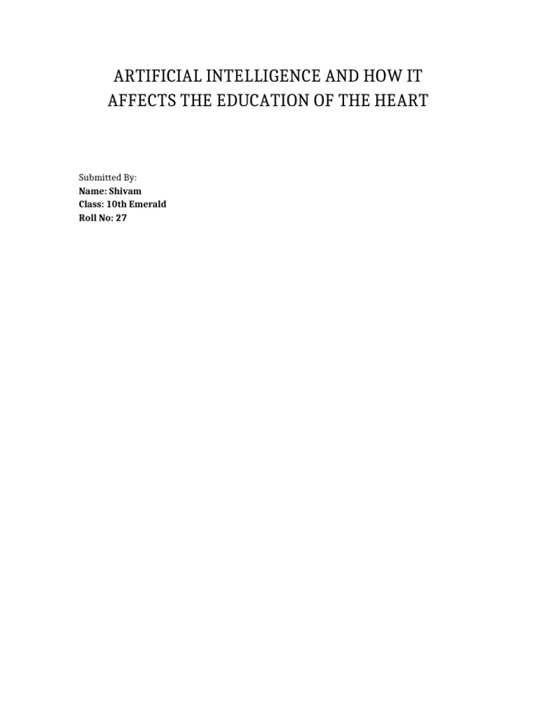 Artificial Intelligence Education of the Heart Project (1) | PDF ...