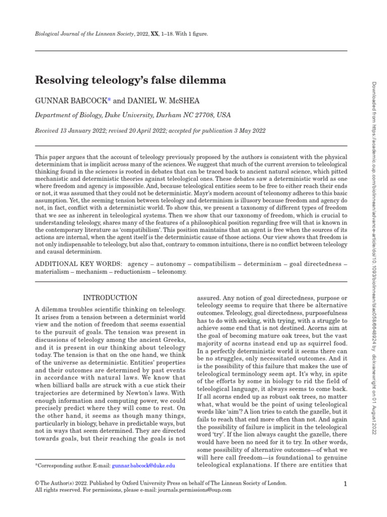 Teleology and Determinism Explained | PDF | Determinism | Free Will