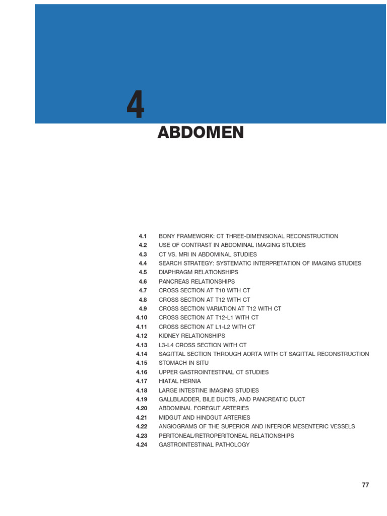 Abdominal Imaging Techniques Overview | PDF | Abdomen | Pancreas
