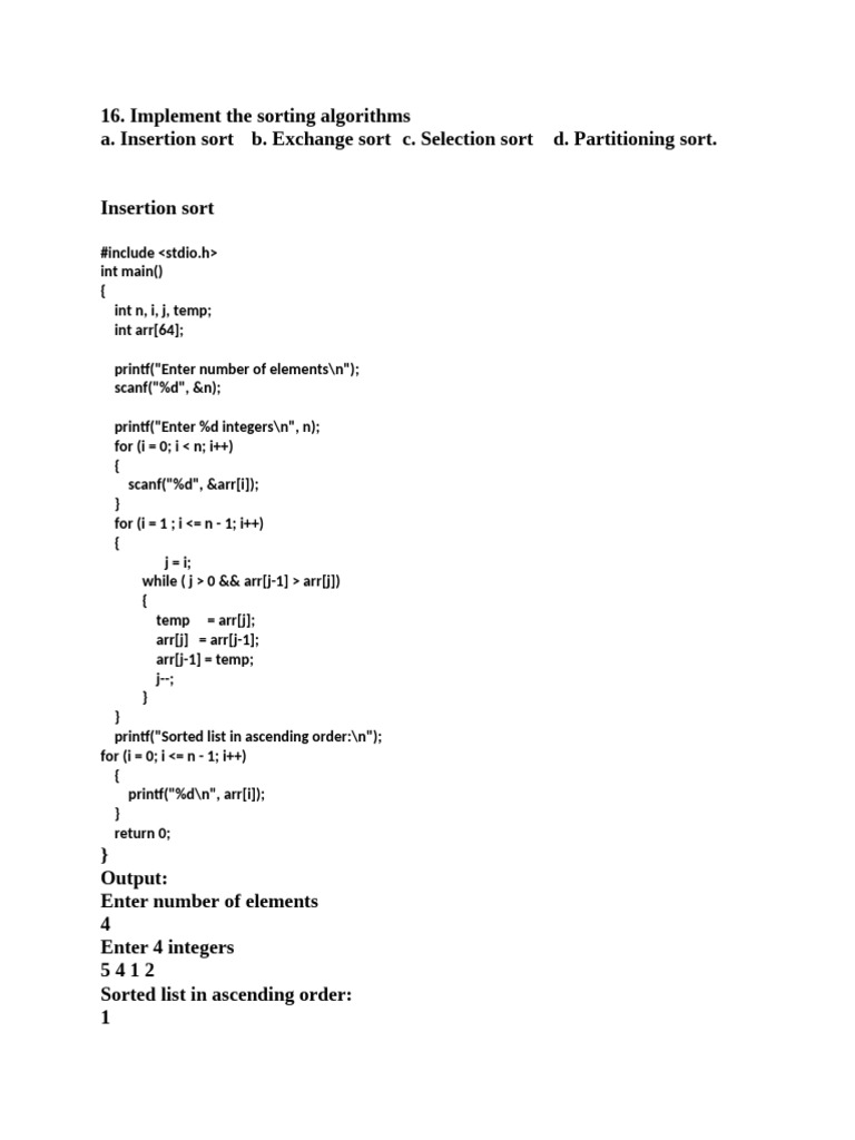 Sorting Algorithms in C: Code Examples | PDF | Theoretical Computer ...