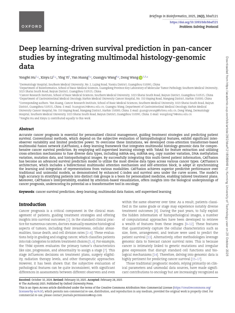 Deep Learning for Cancer Survival Prediction | PDF | Cancer
