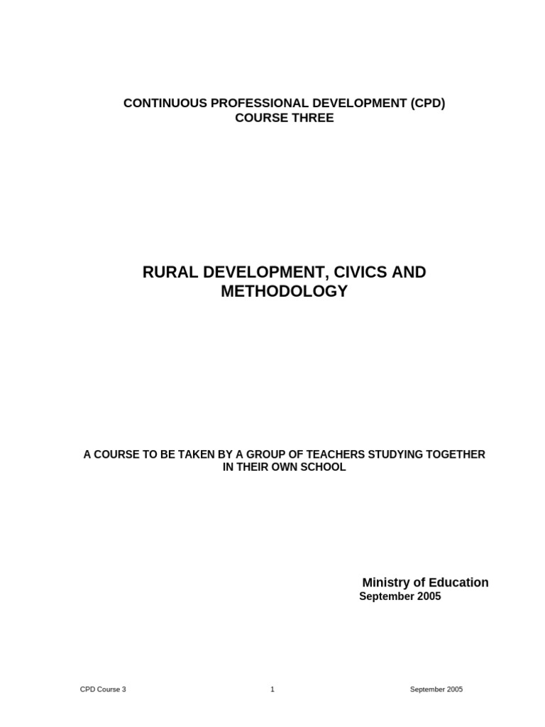 Rural Development CPD Course Overview | PDF | Learning Styles | Teachers