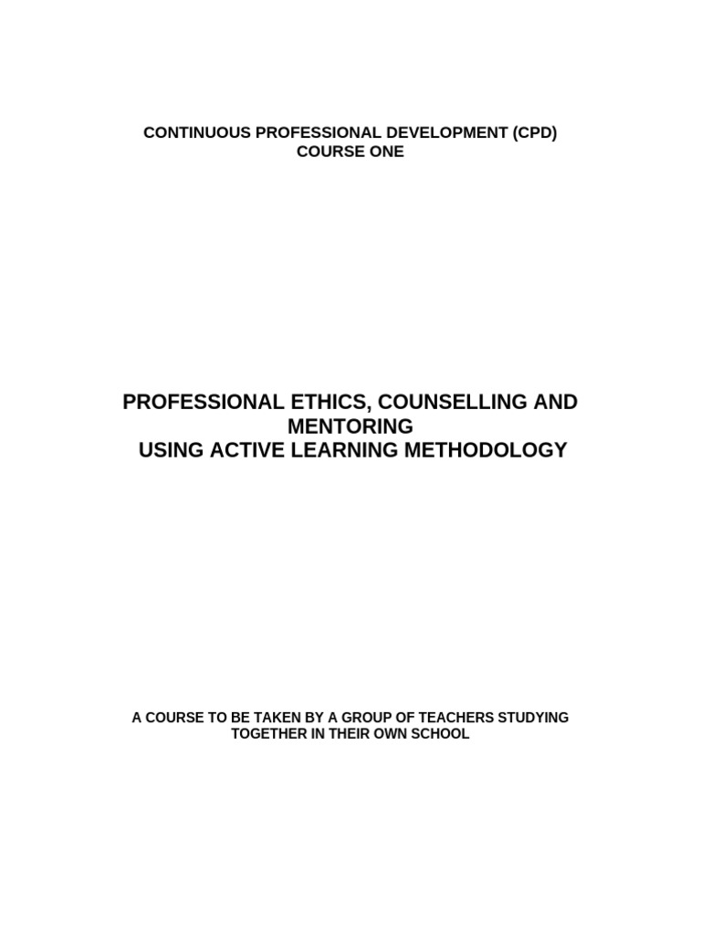 CPD Course: Ethics, Counselling, Mentoring | PDF | Mentorship | Teachers