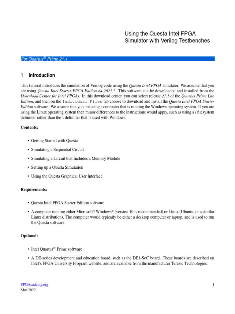 Questa Intel FPGA Simulator Guide | PDF
