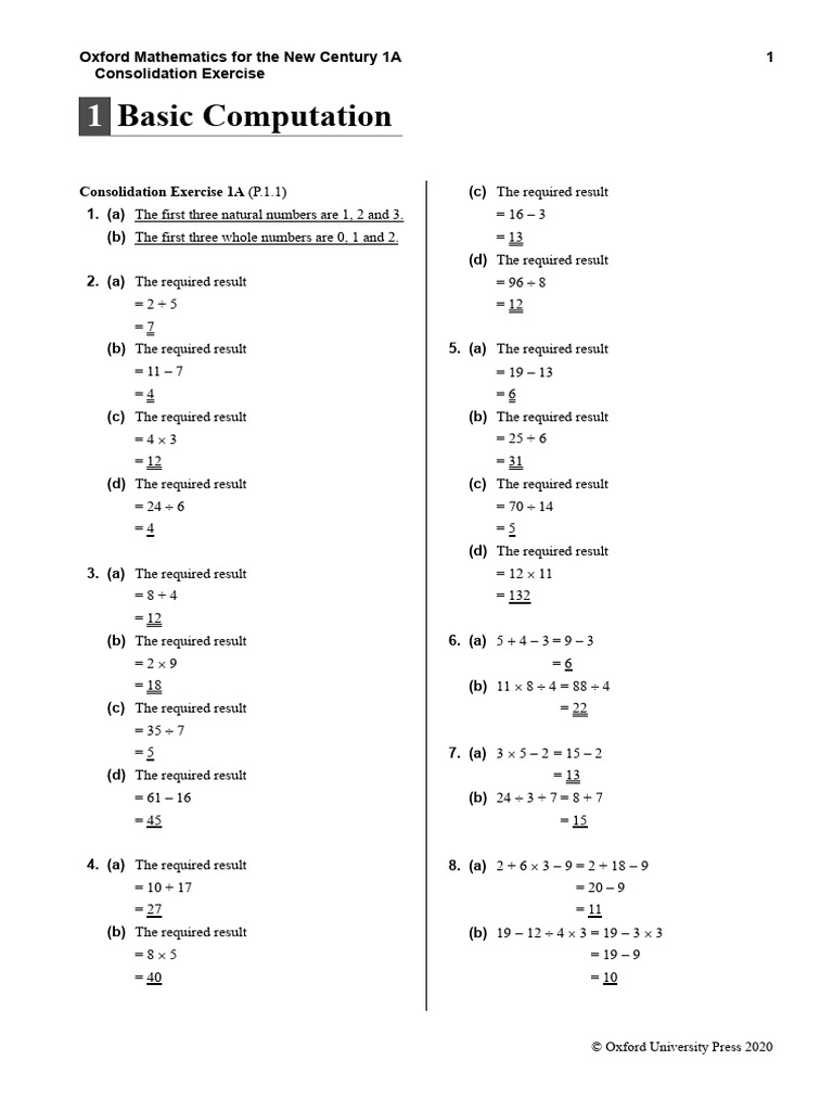 1A Ch01 ConsolidationExercise Soln 2 | PDF | Arithmetic | Mathematics