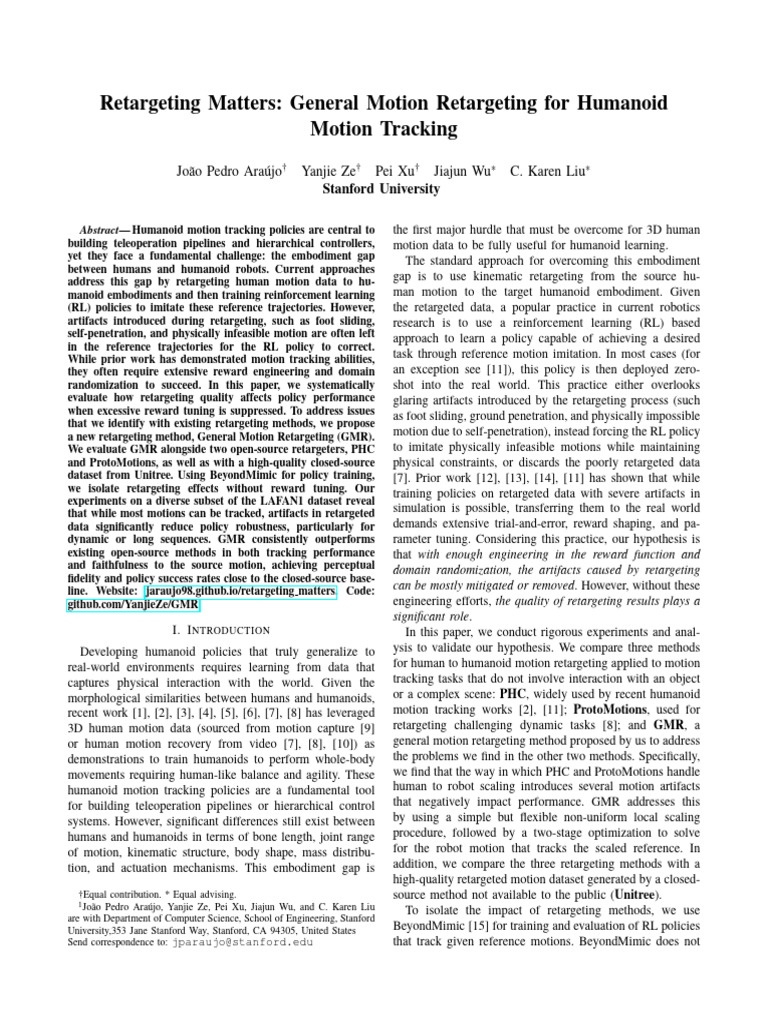 General Motion Retargeting for Humanoids | PDF | Mathematical ...