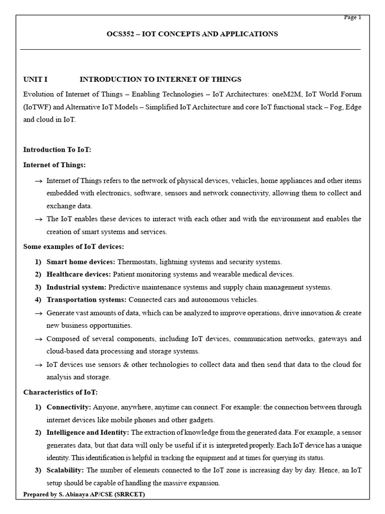 Unit I To III - Iota Notes | PDF | Internet Of Things | Cloud Computing