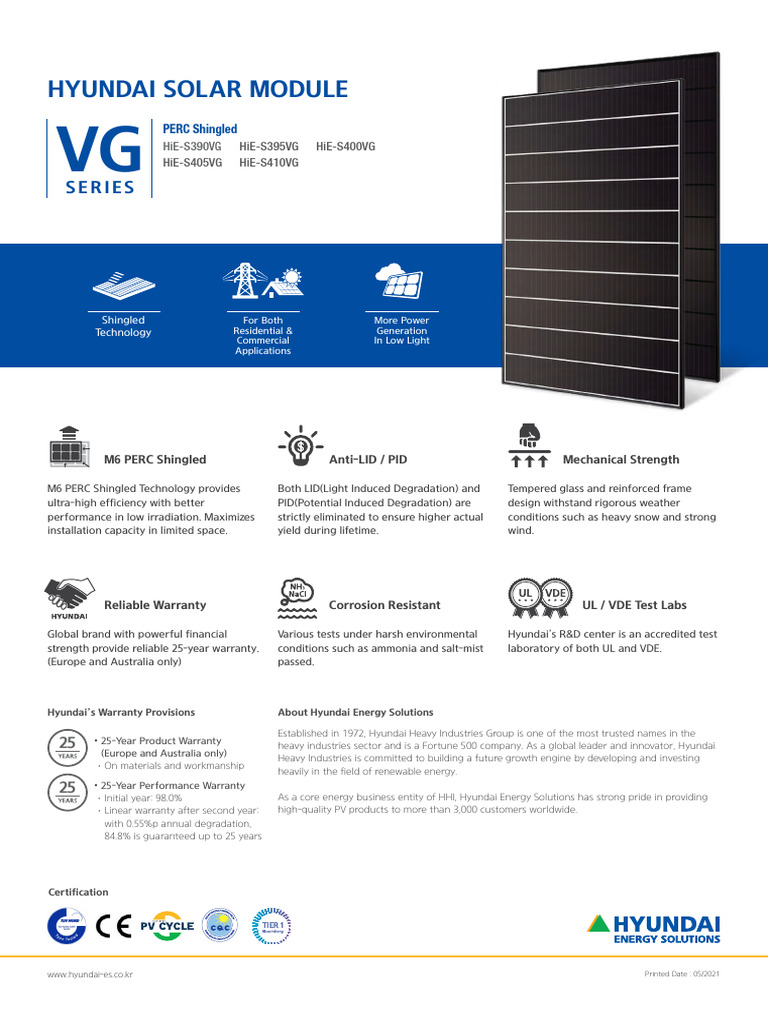 Hyundai PERC Shingled Solar Modules | PDF | Photovoltaics | Electricity