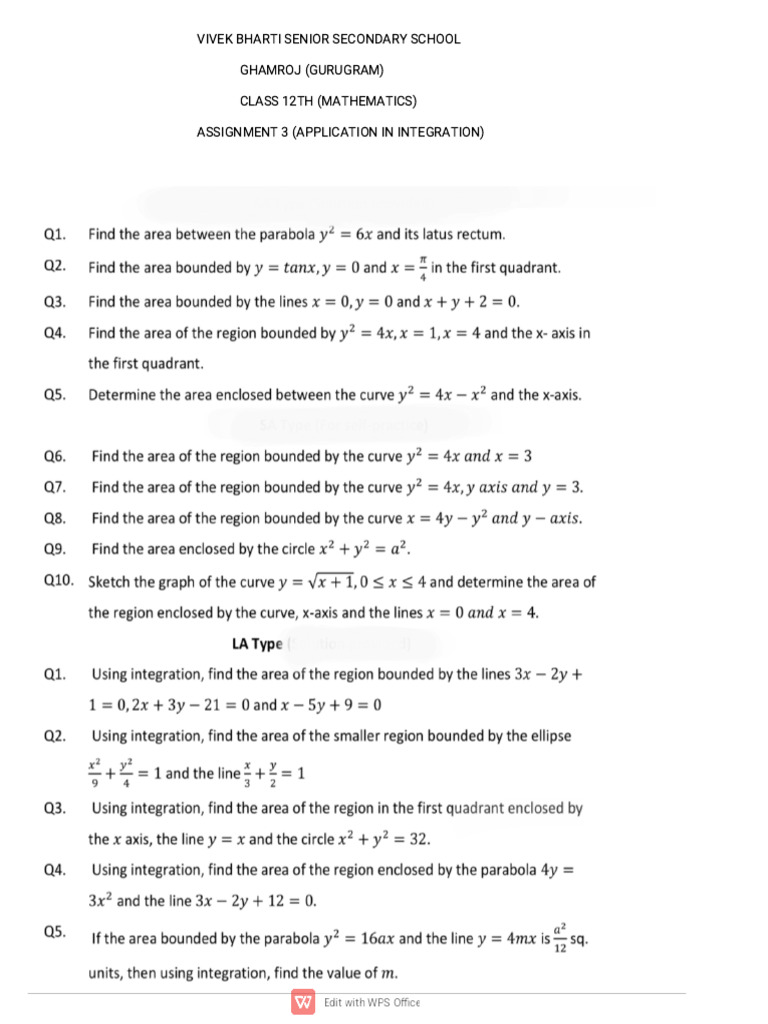 12th Mathematics Assignment 3 | PDF
