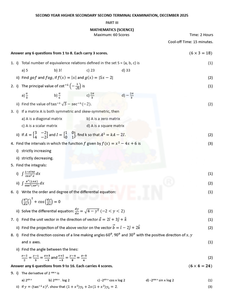 Mathematics Exam Paper December 2025 | PDF | Matrix (Mathematics ...