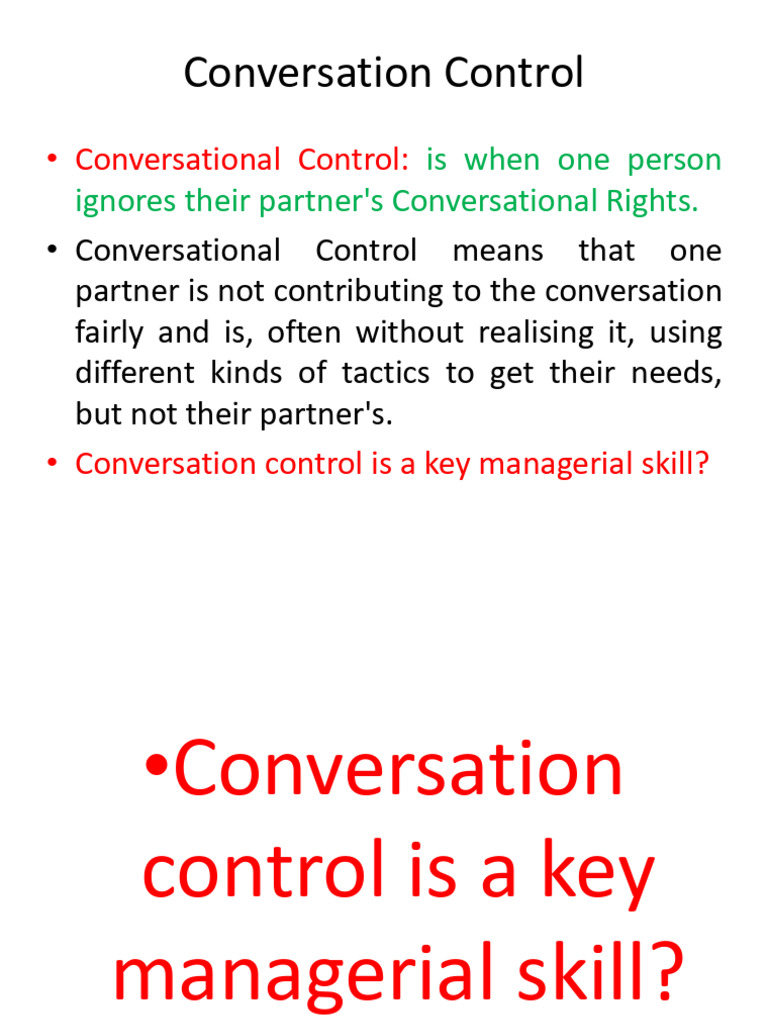 Mastering Conversational Control Techniques | PDF