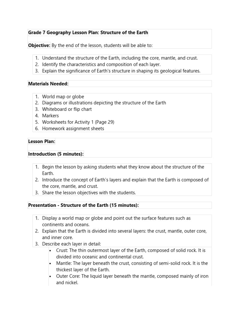 Grade 7 Geography: Earth's Structure & Tectonics | PDF | Plate ...
