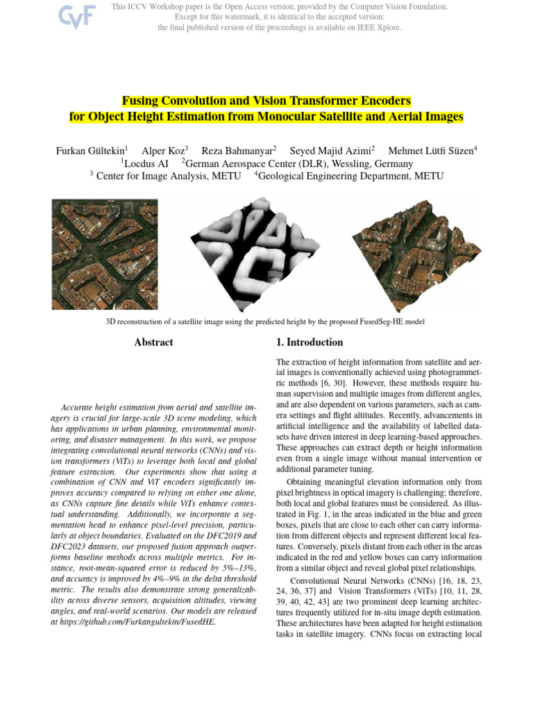 Height Estimation via CNN and ViT Fusion | PDF | Image Segmentation ...