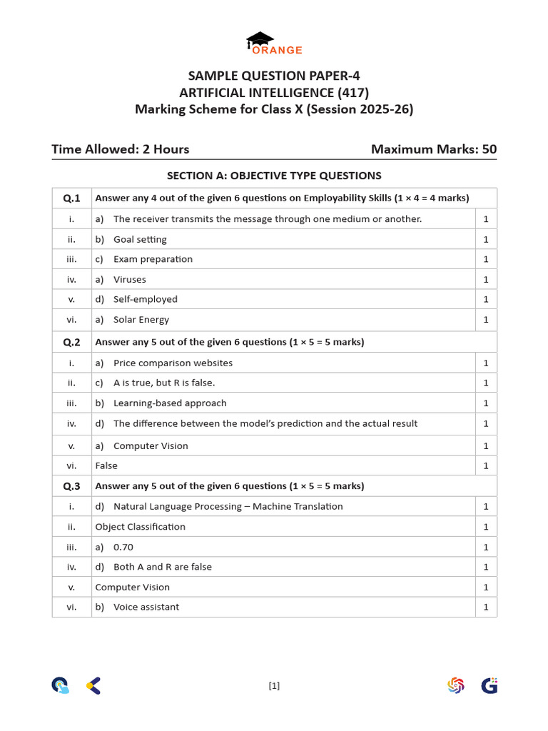 Class X AI Question Paper 2025-26 | PDF | Machine Learning | Artificial ...